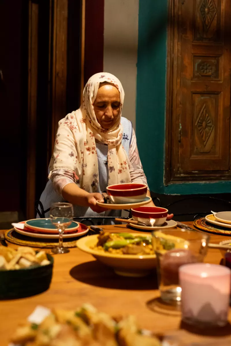 Traditionnel home cooked couscous with bonheur voyage tunisia